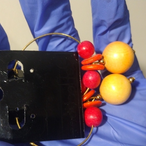 Women's Stunning Gold tone Colorful Beaded Hoop Drop Dangle Earrings, 2-inch - Picture 4 of 5